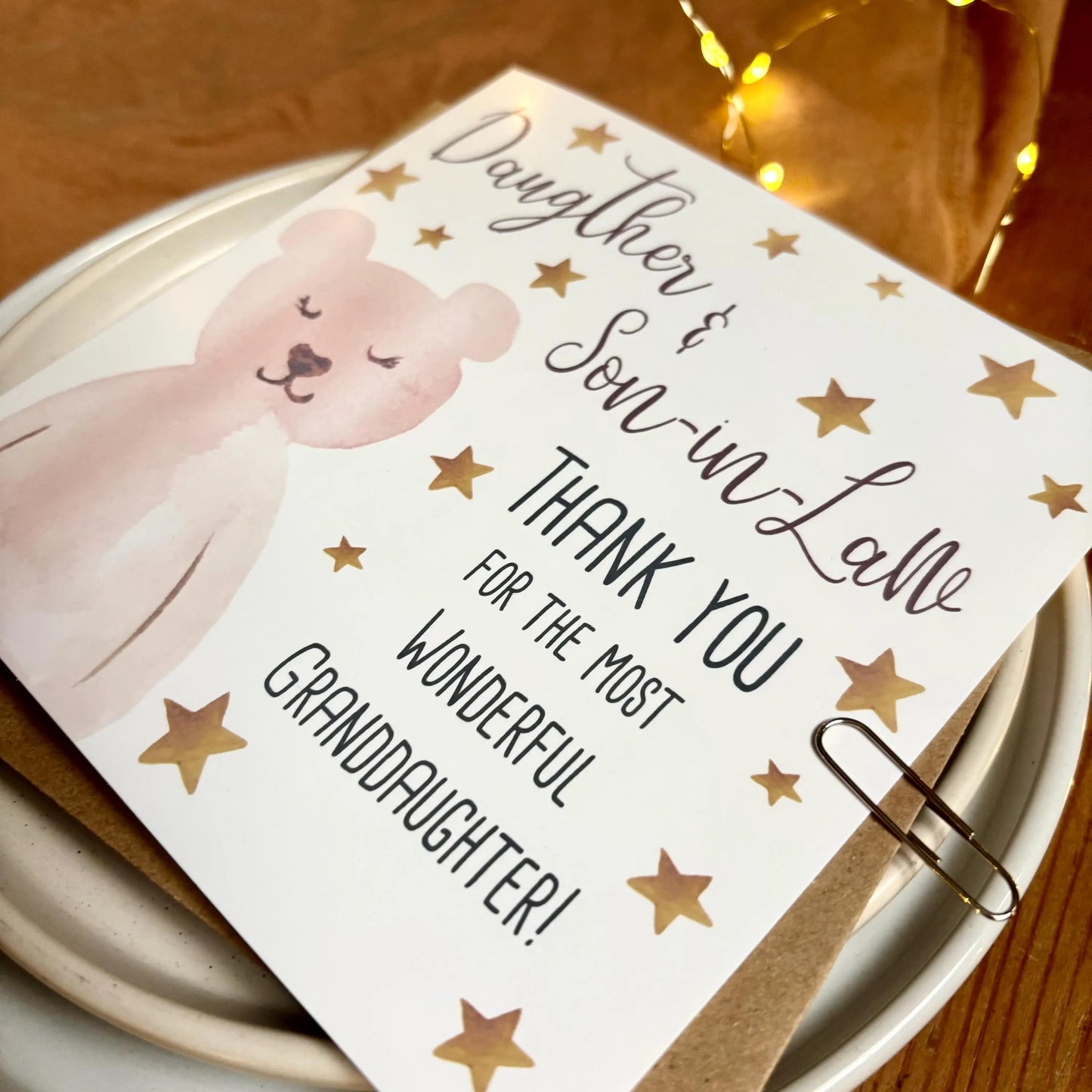 Thank You for a New Granddaughter Card - Choice of Relations