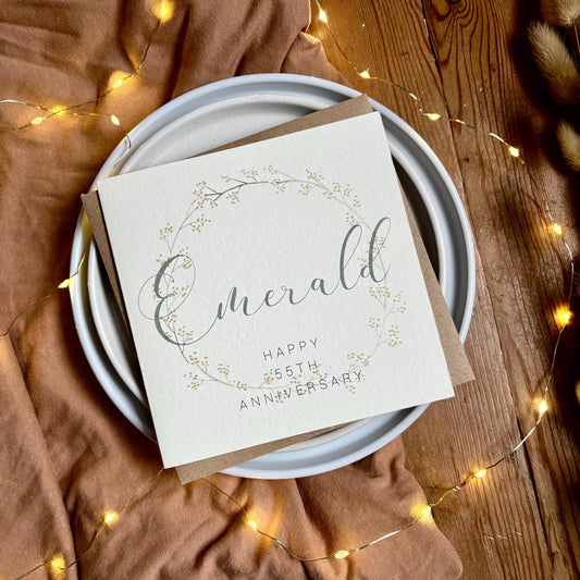 Wreath 55th Emerald Anniversary Card