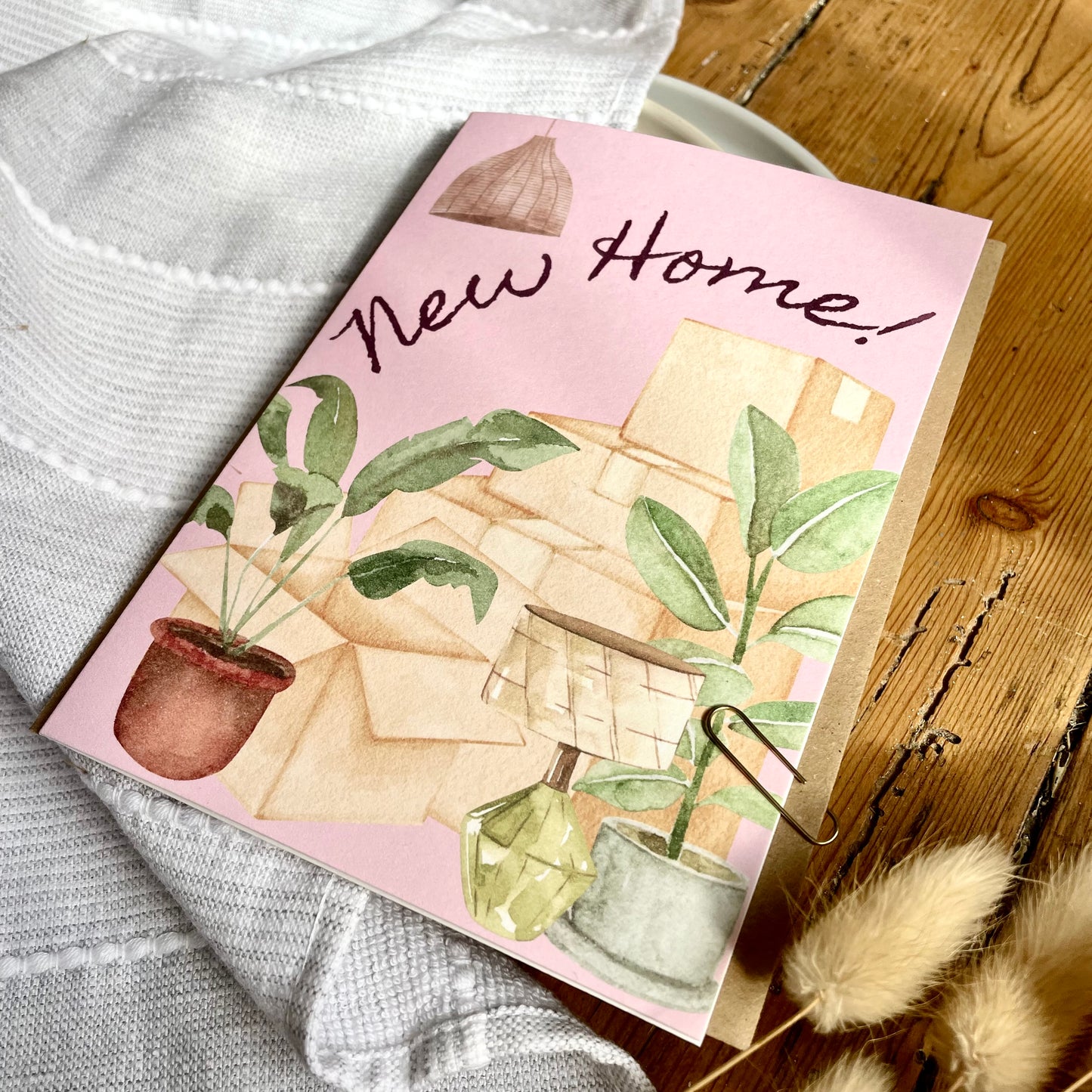 New Home Card with Plants