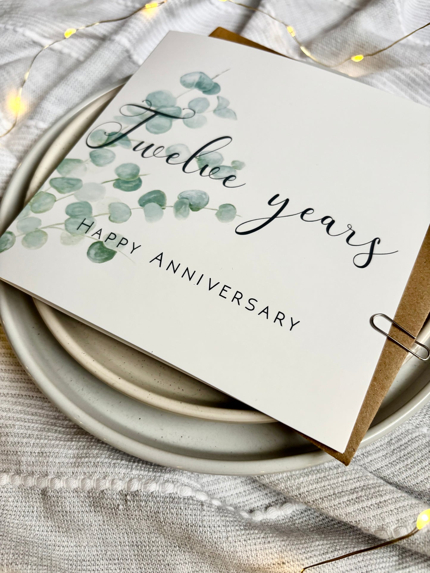 Eucalyptus 12th Silk Anniversary Card