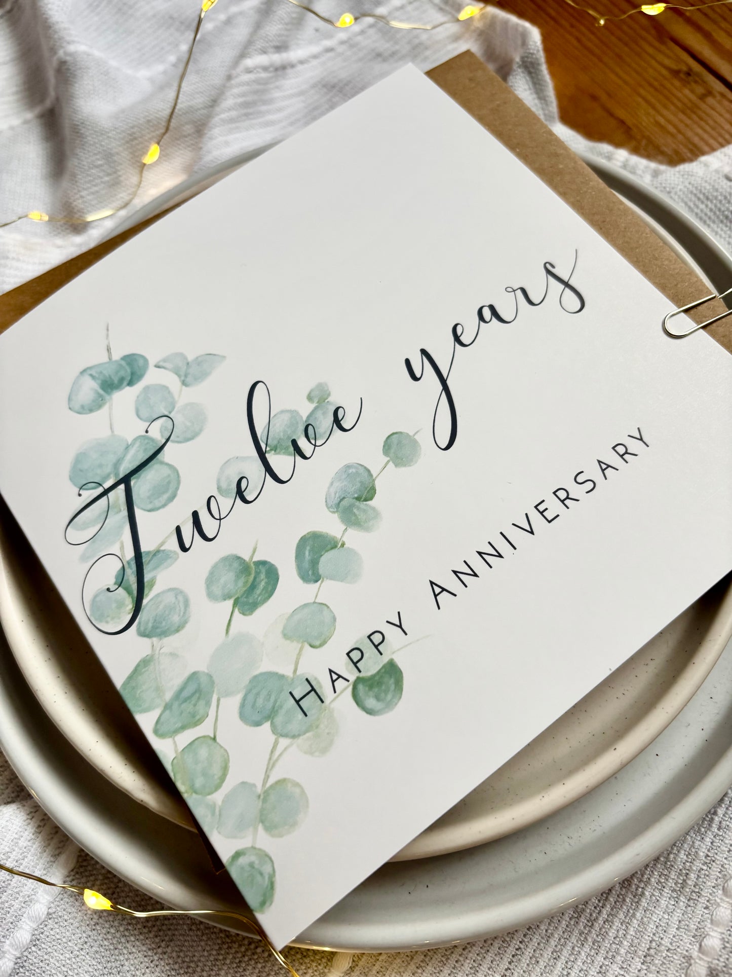 Eucalyptus 12th Silk Anniversary Card