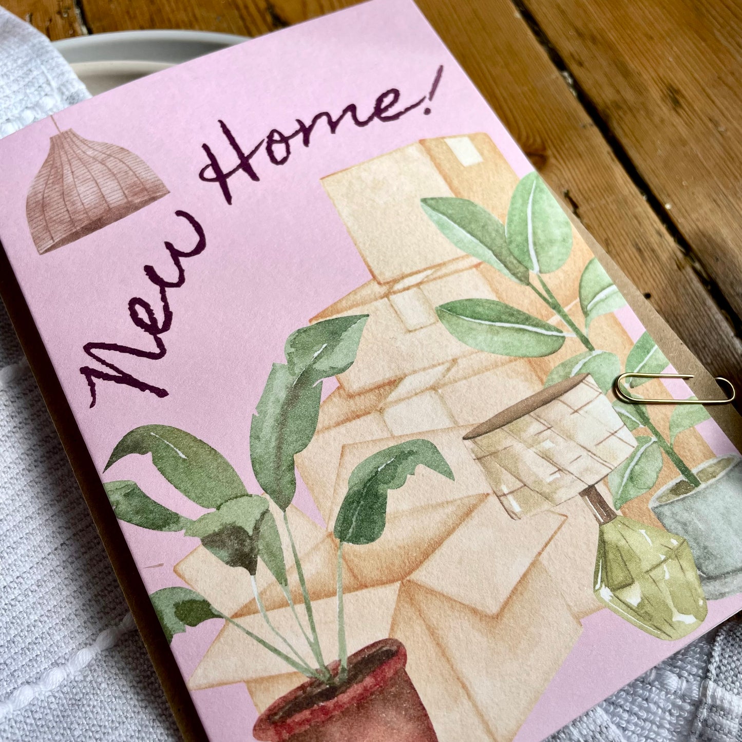 New Home Card with Plants