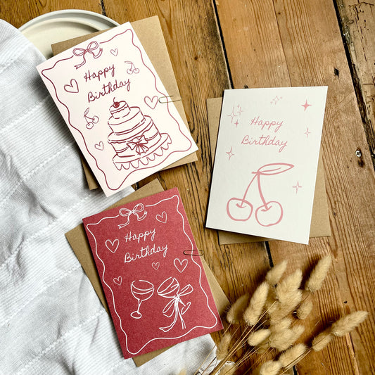 Pink Birthday Card Multipack (x3)