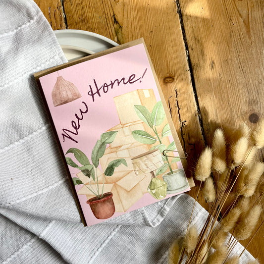 New Home Card with Plants