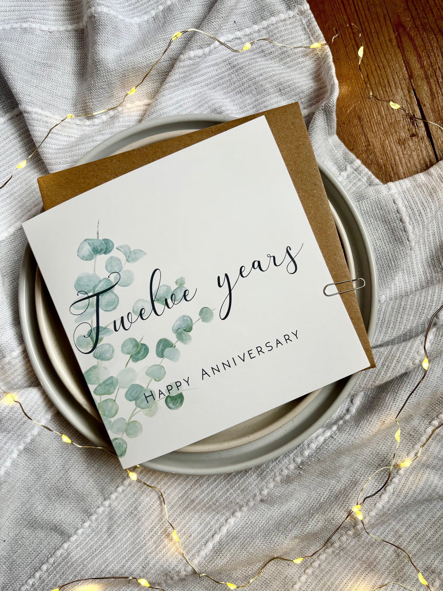 Eucalyptus 12th Silk Anniversary Card