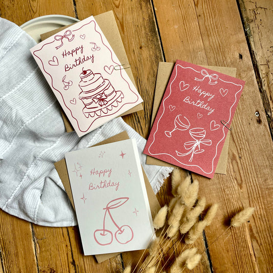 Pink Birthday Card Multipack (x3)