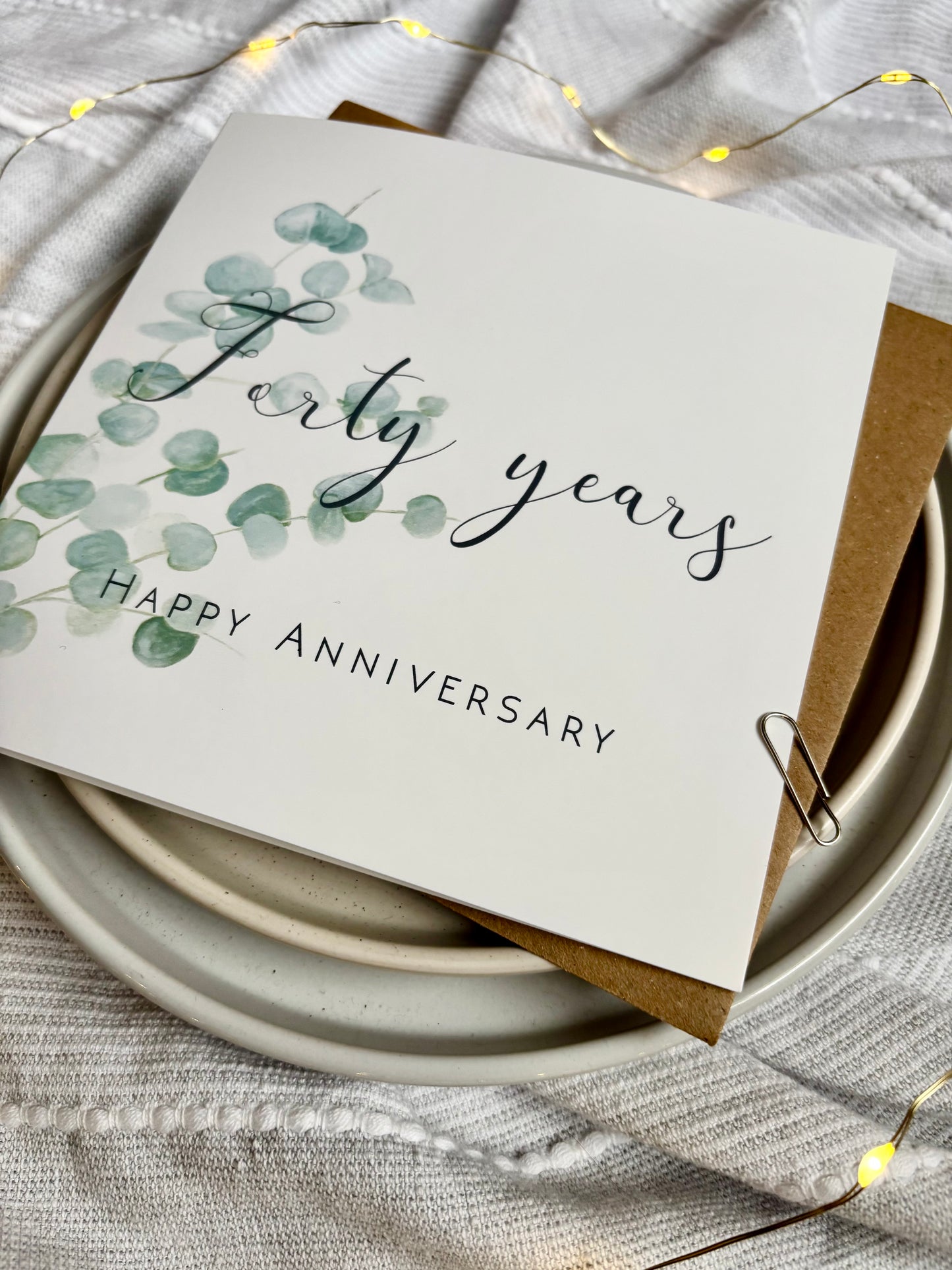 Eucalyptus 40th Ruby Anniversary Card