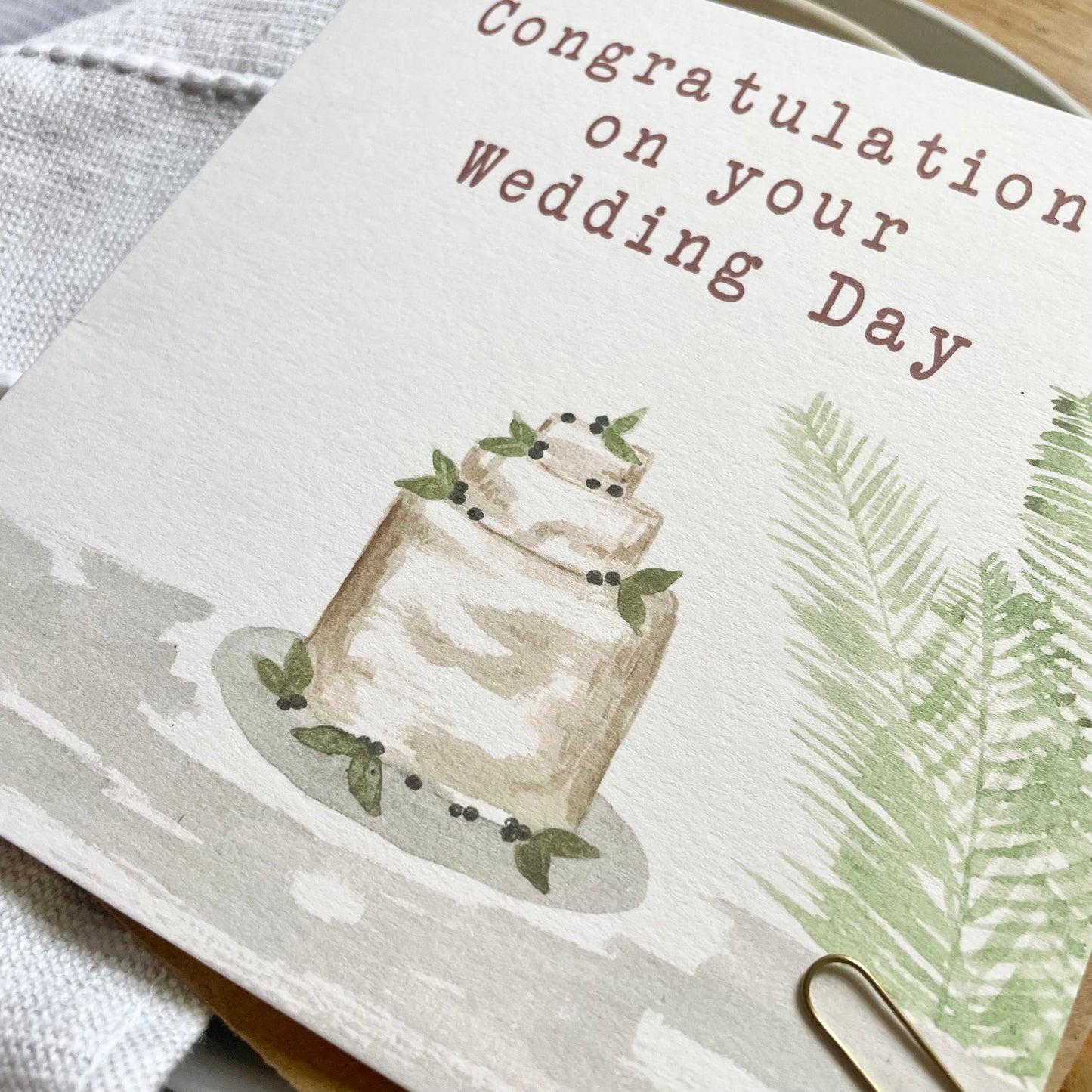 Wedding Day Card with Wedding Cake Illustration