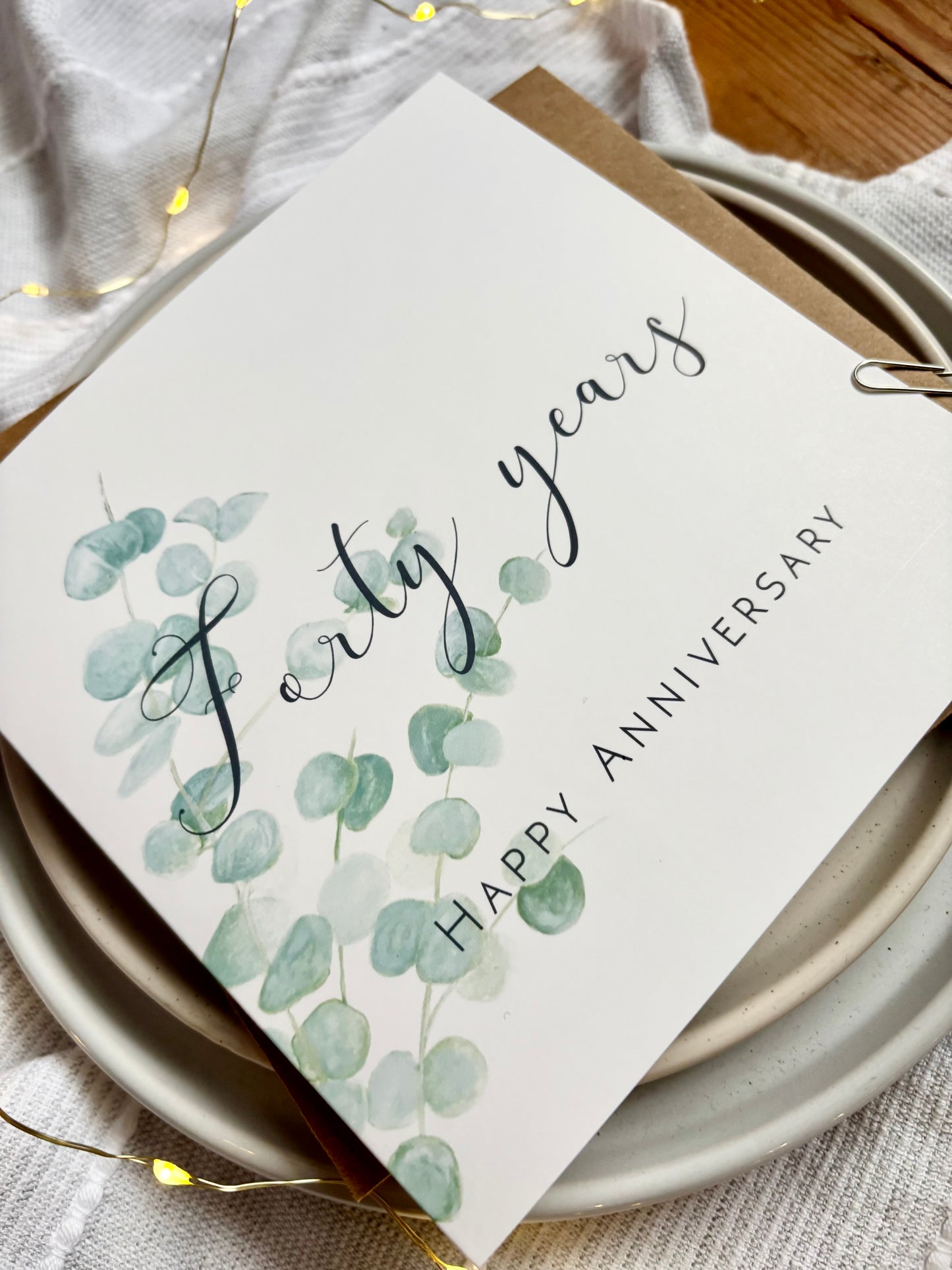 Eucalyptus 40th Ruby Anniversary Card