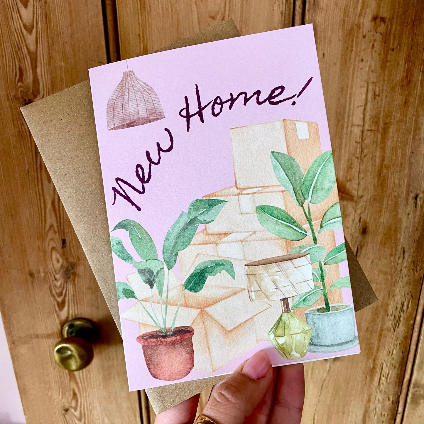 New Home Card with Plants