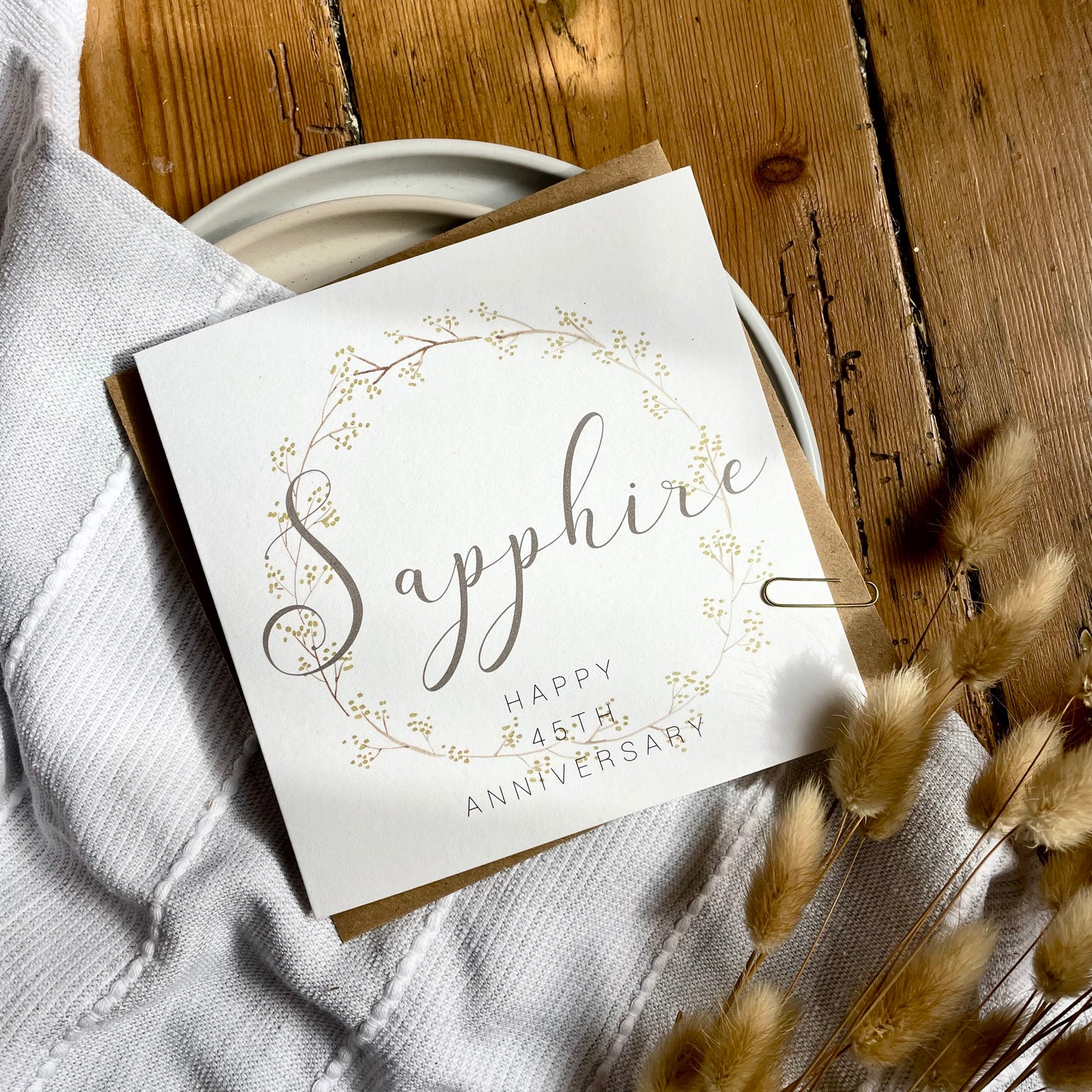 Wreath 45th 'Sapphire' Anniversary Card