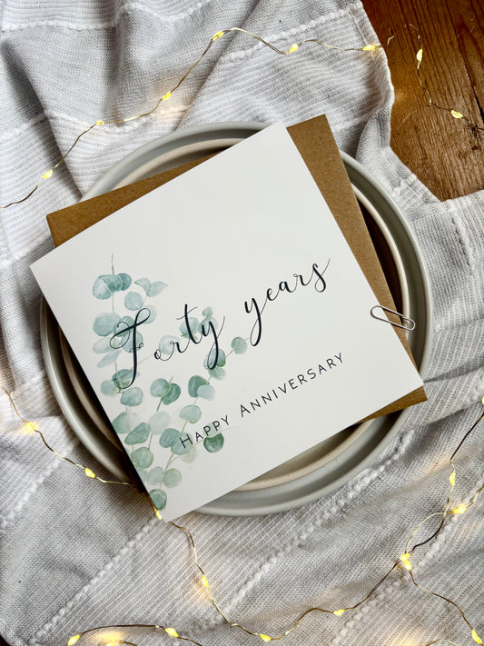 Eucalyptus 40th Anniversary Card