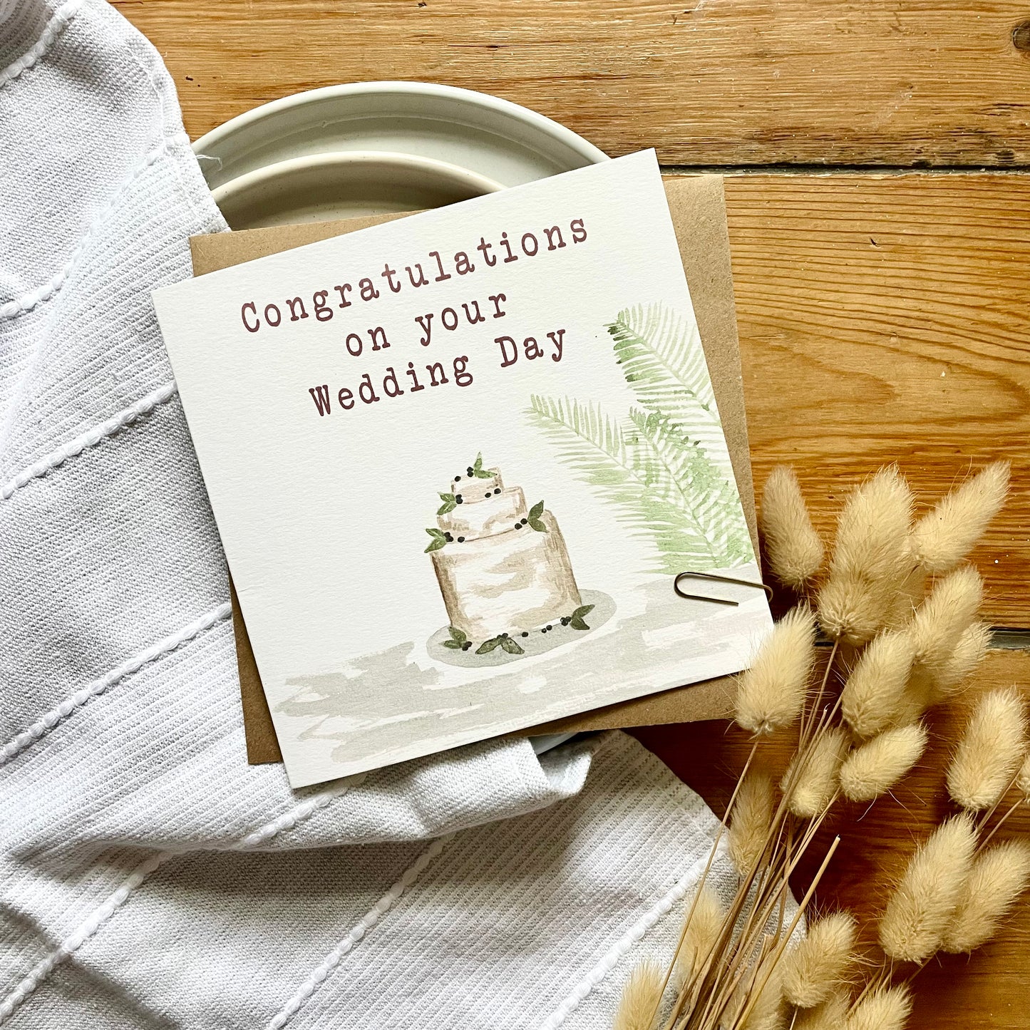 Wedding Day Card with Wedding Cake Illustration