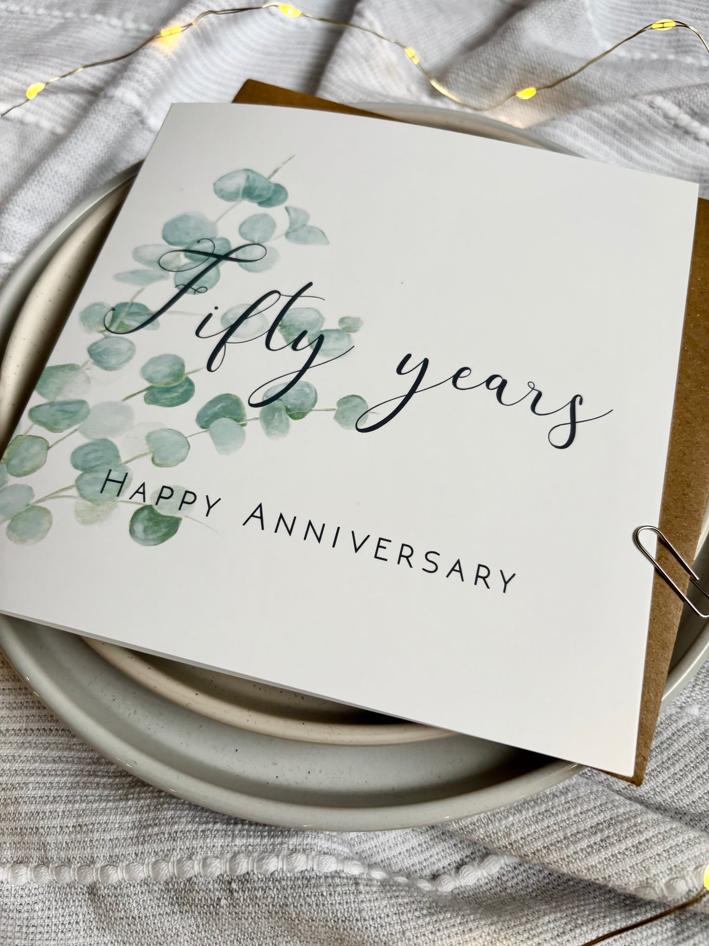 Eucalyptus 50th Golden Anniversary Card