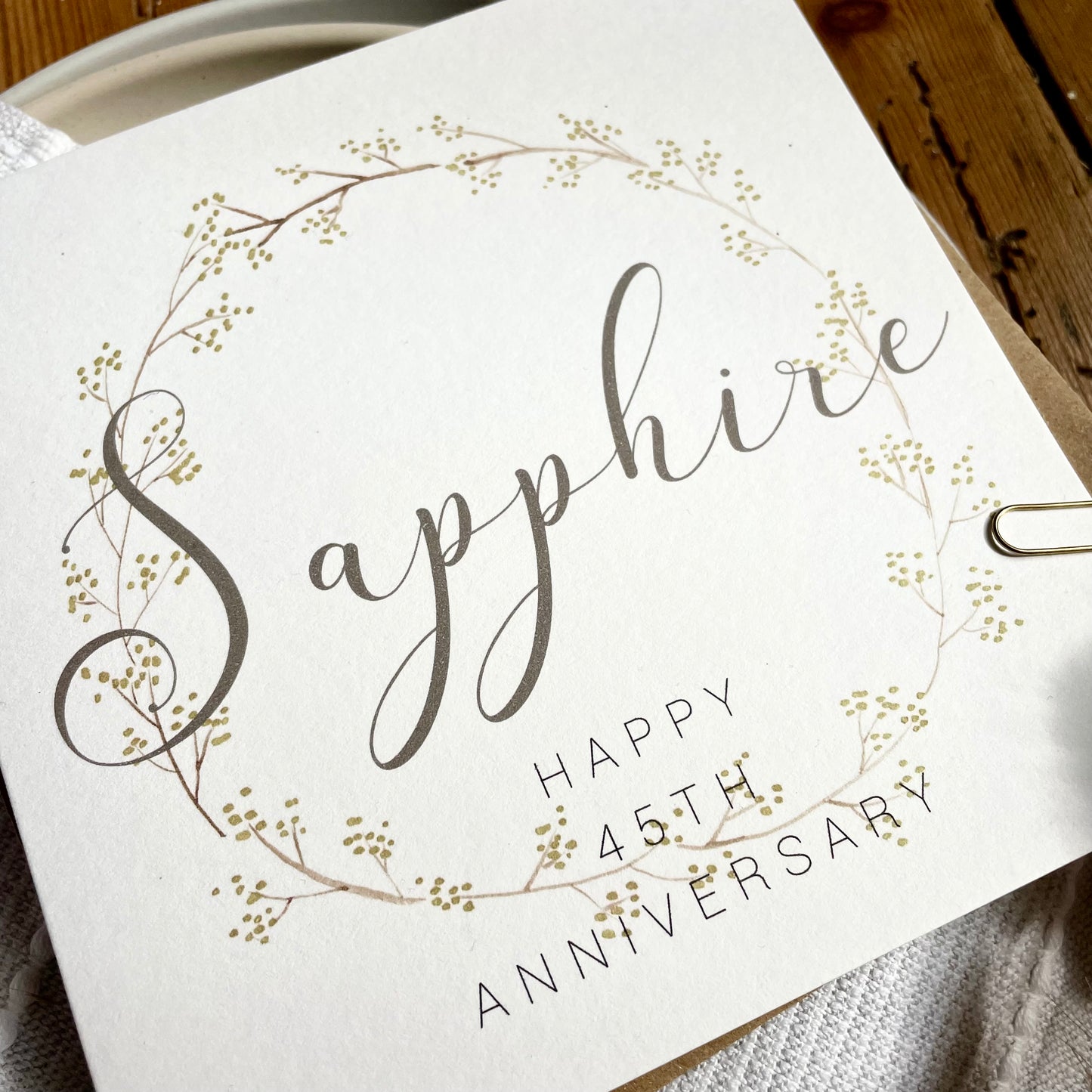 Wreath 45th 'Sapphire' Anniversary Card