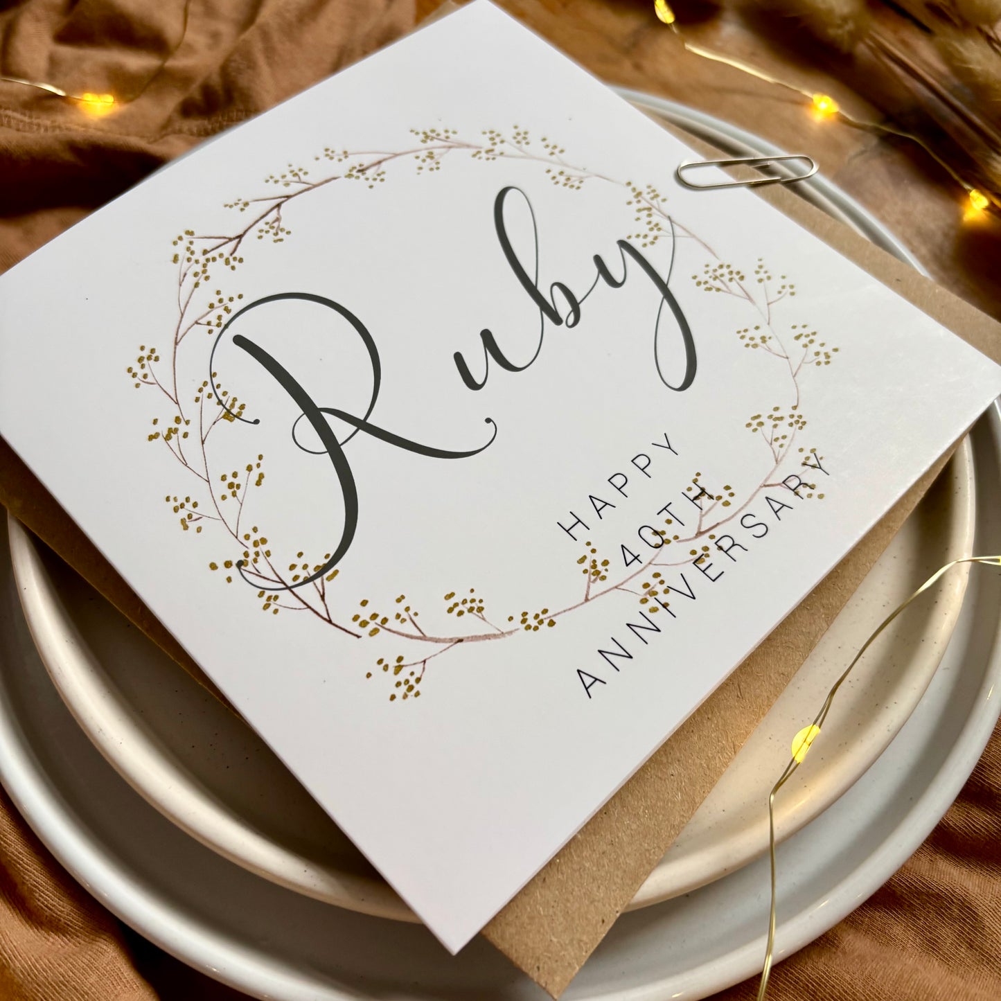 Wreath 40th 'Ruby' Anniversary Card