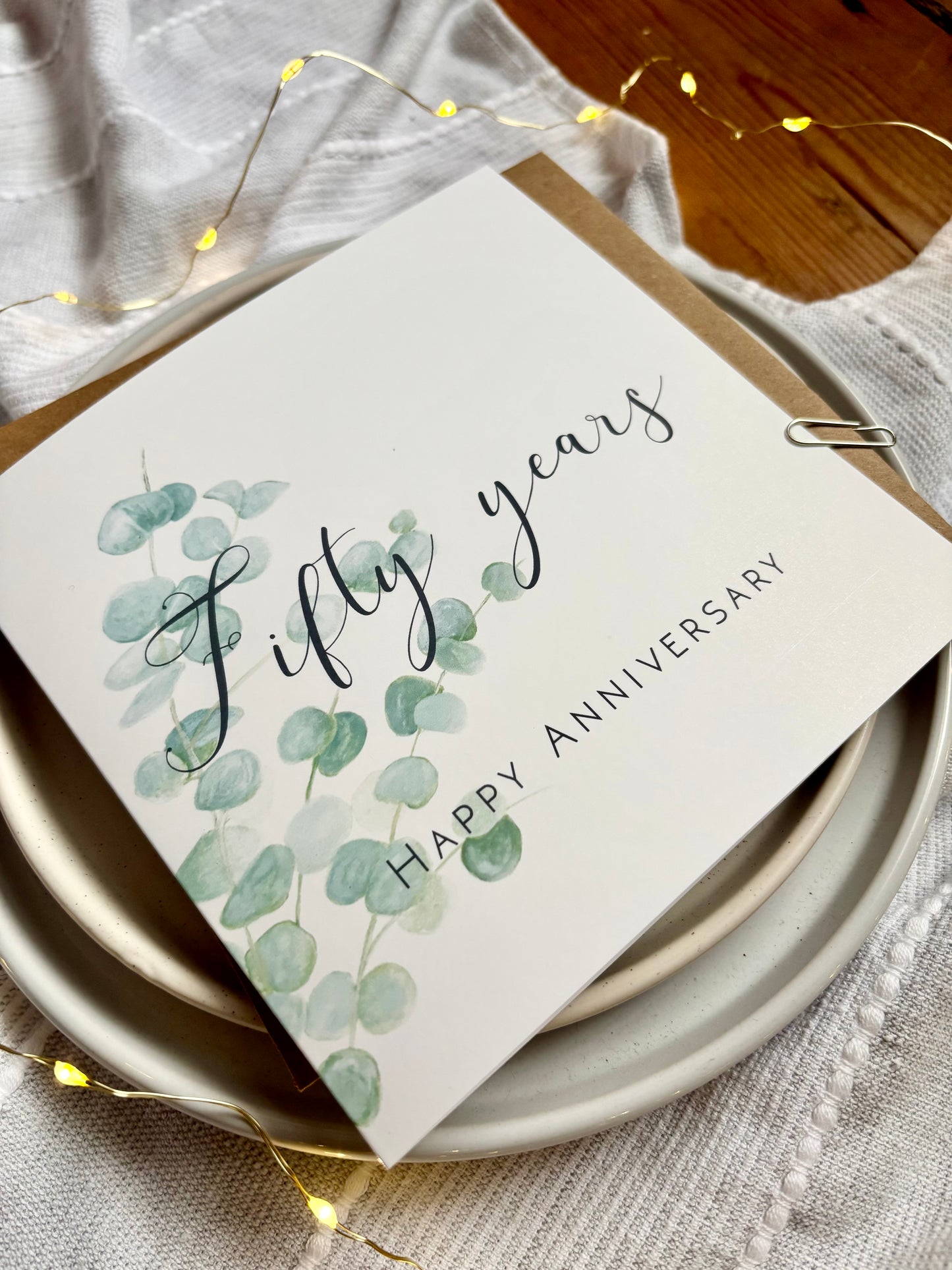 Eucalyptus 50th Golden Anniversary Card