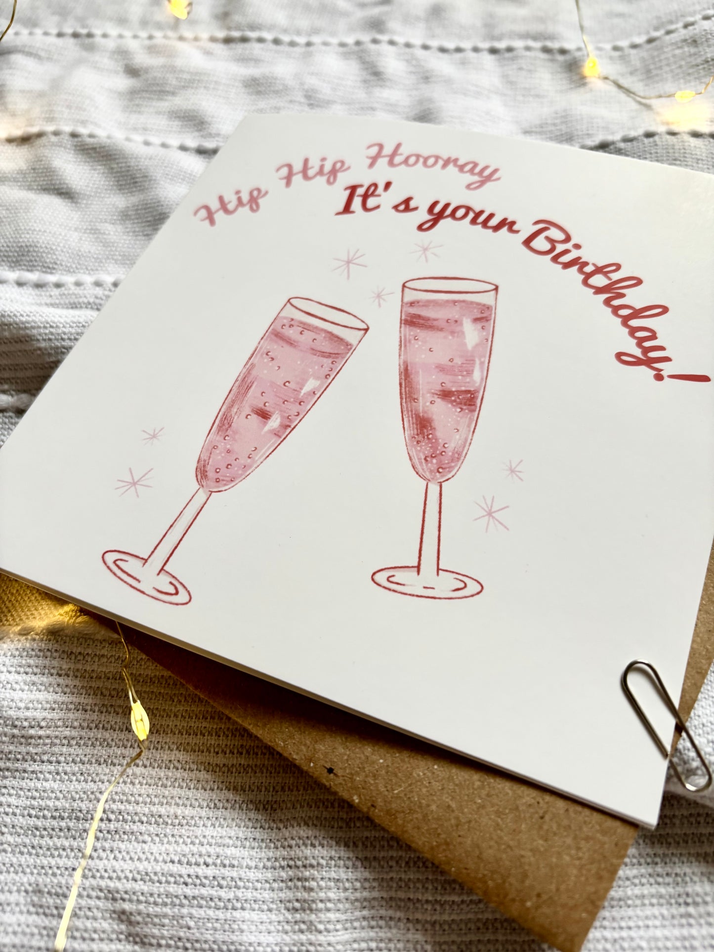 Prosecco Birthday Card - Hip Hip Hooray