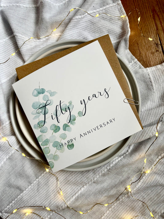 Eucalyptus 50th Anniversary Card