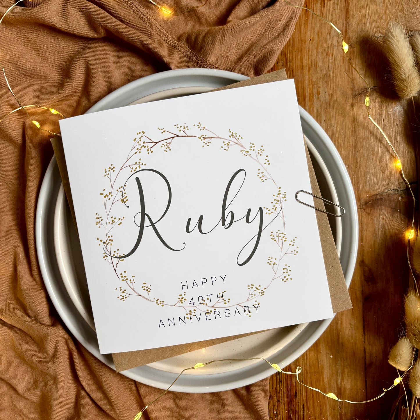Wreath 40th 'Ruby' Anniversary Card