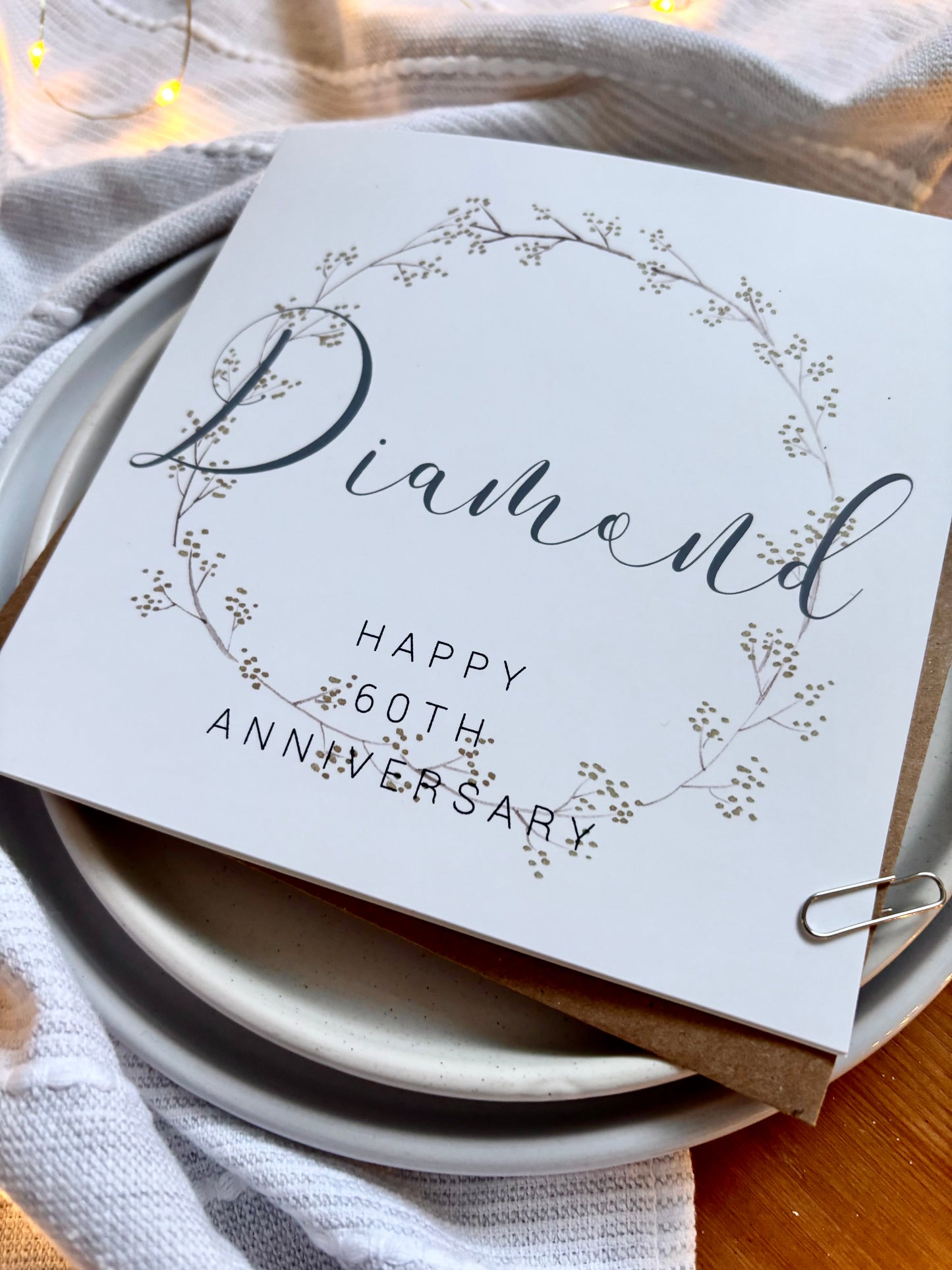Wreath 60th 'Diamond' Anniversary Card