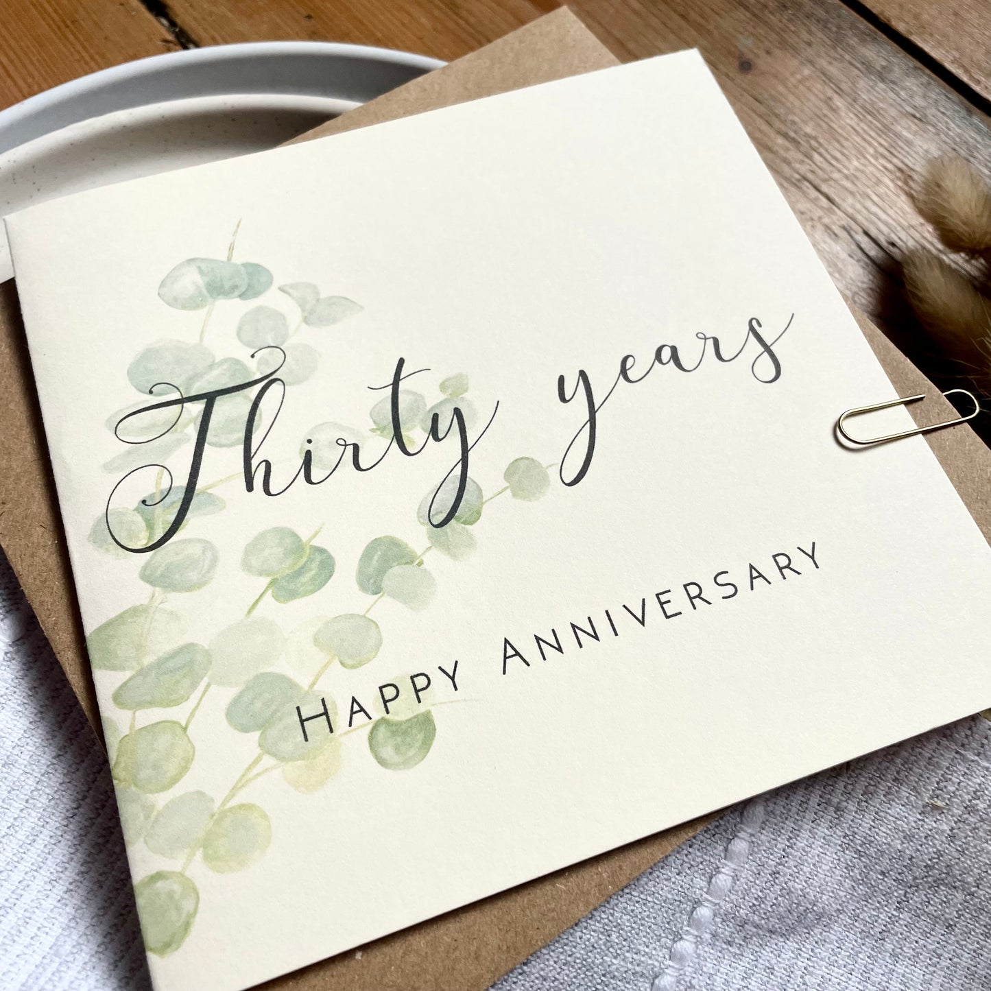 Eucalyptus 30th Pearl Anniversary Card