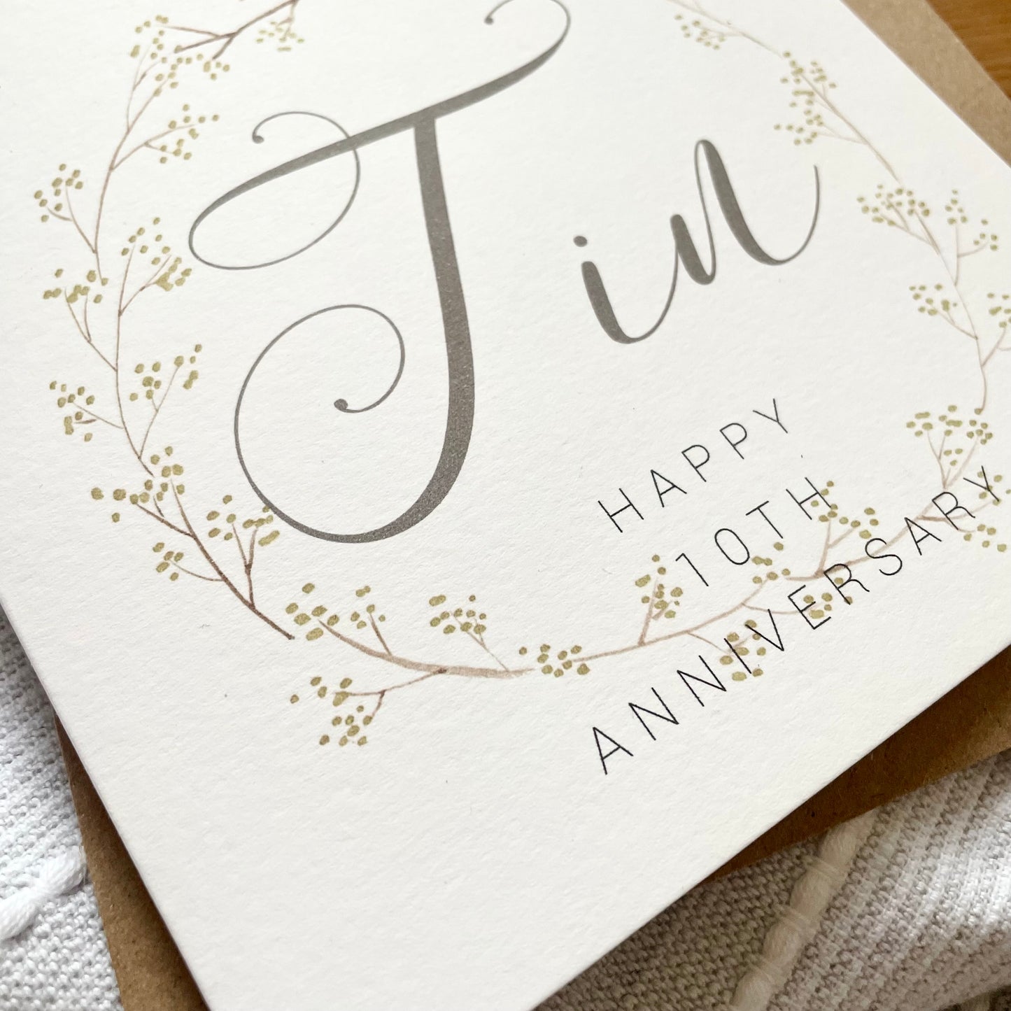 Wreath 10th 'Tin' Anniversary Card
