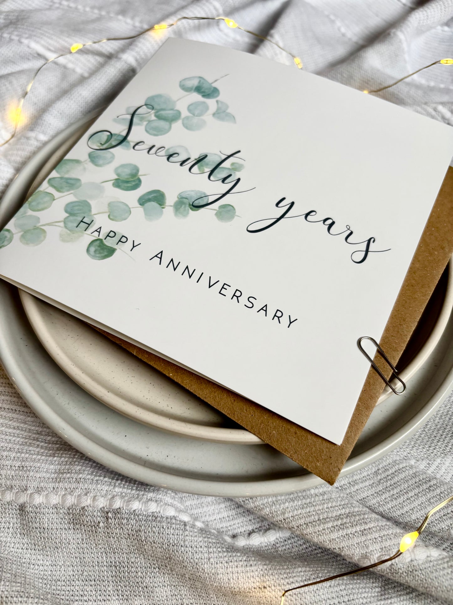 Eucalyptus 70th Platinum Anniversary Card