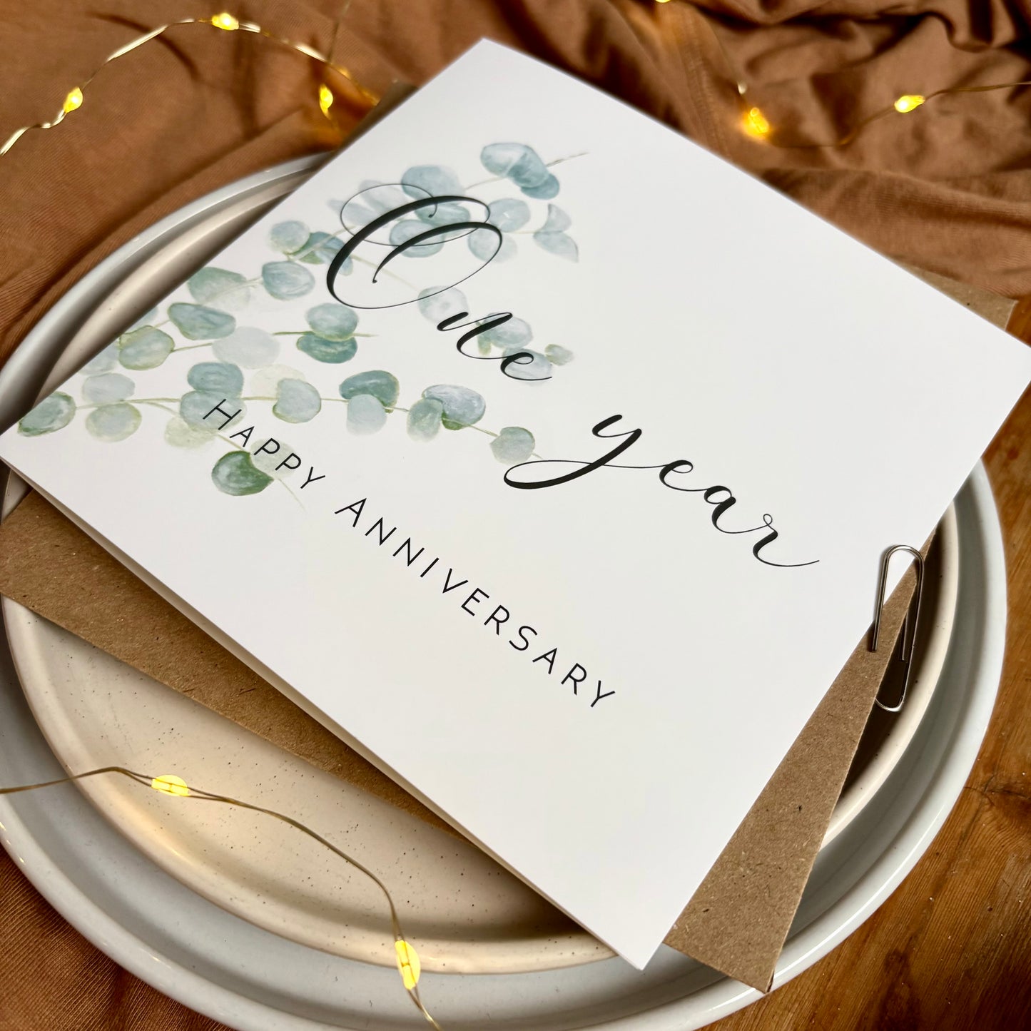 Eucalyptus  1st Anniversary Card