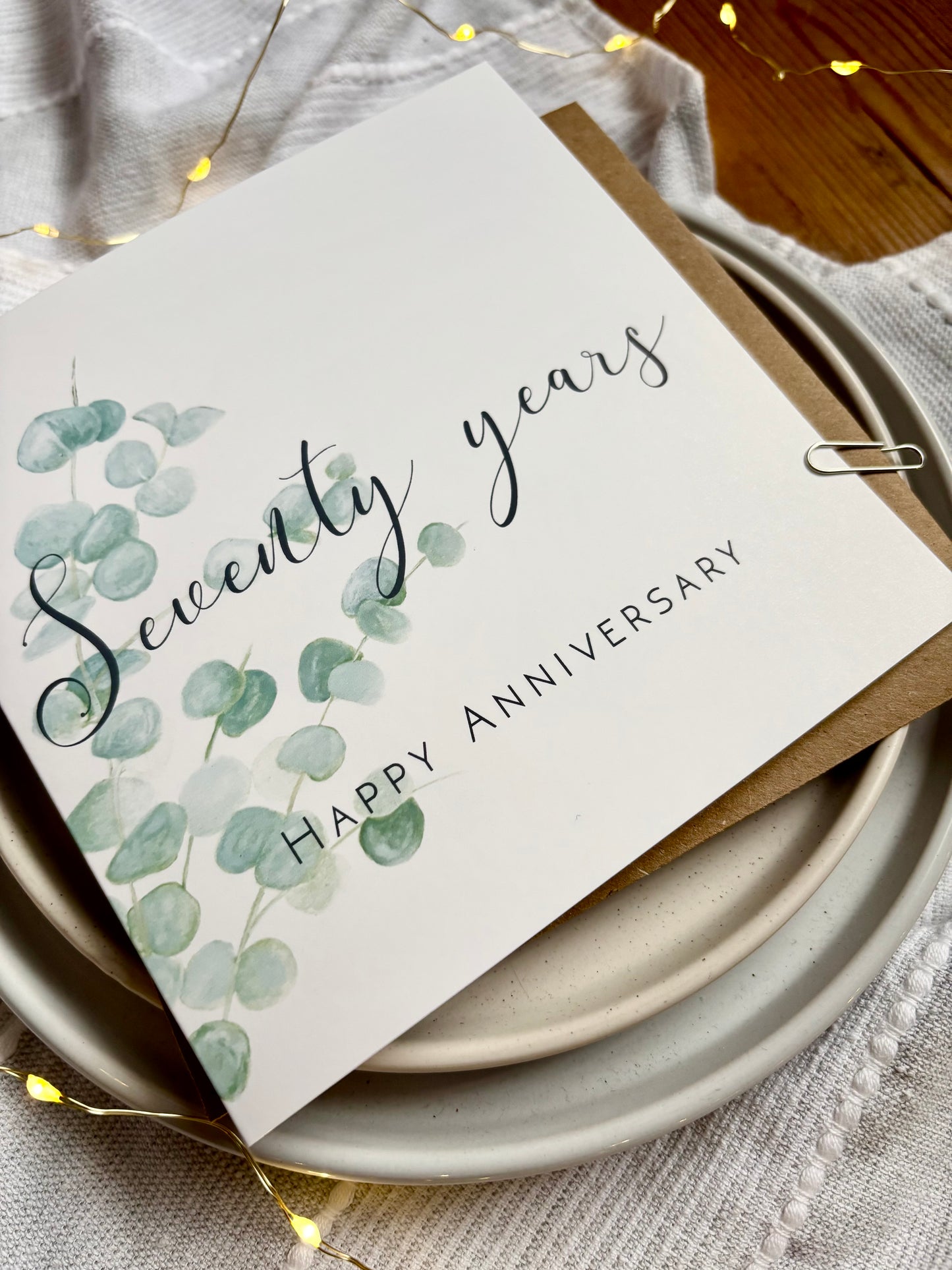 Eucalyptus 70th Platinum Anniversary Card