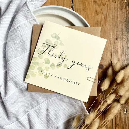 Eucalyptus 30th Anniversary Card