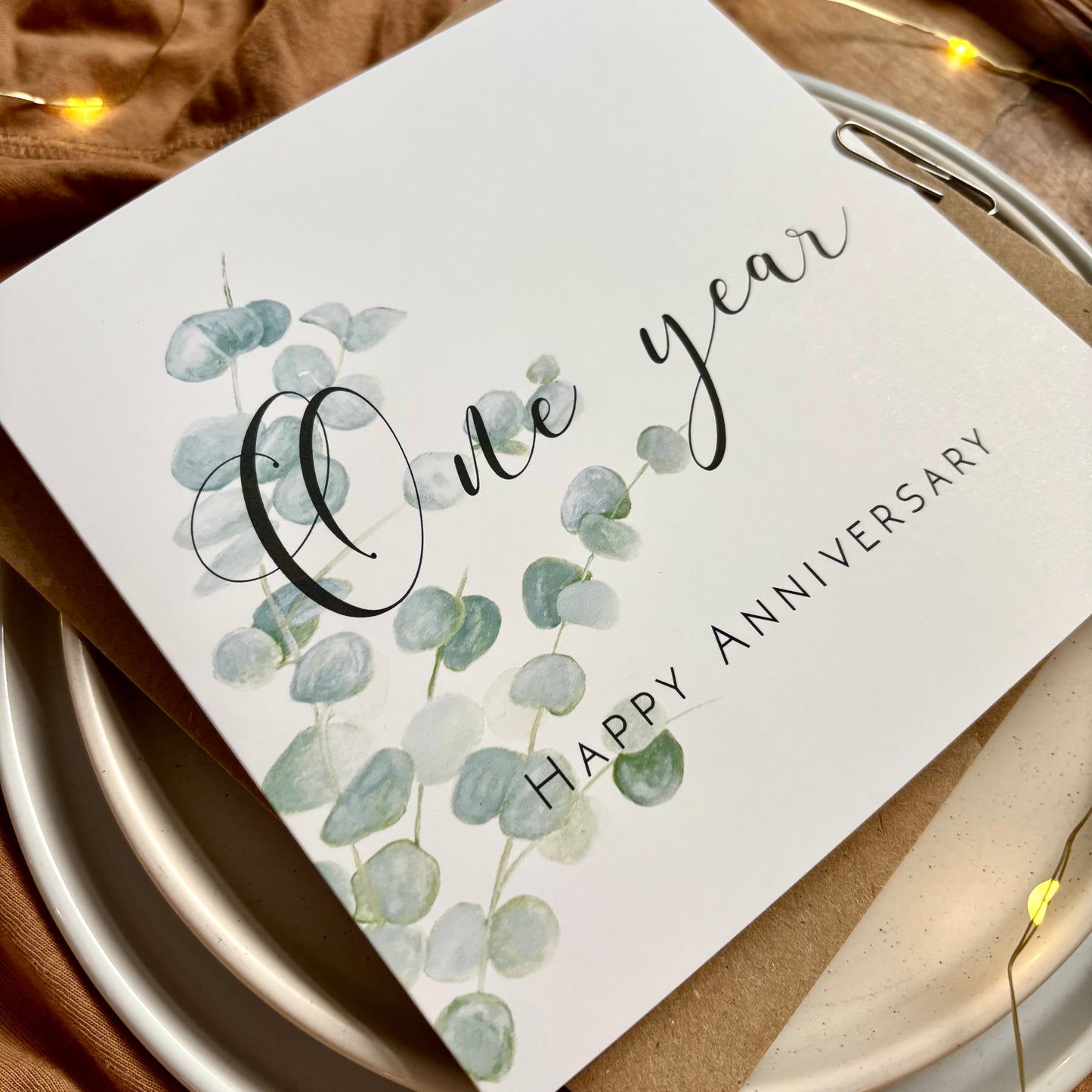 Eucalyptus  1st Anniversary Card