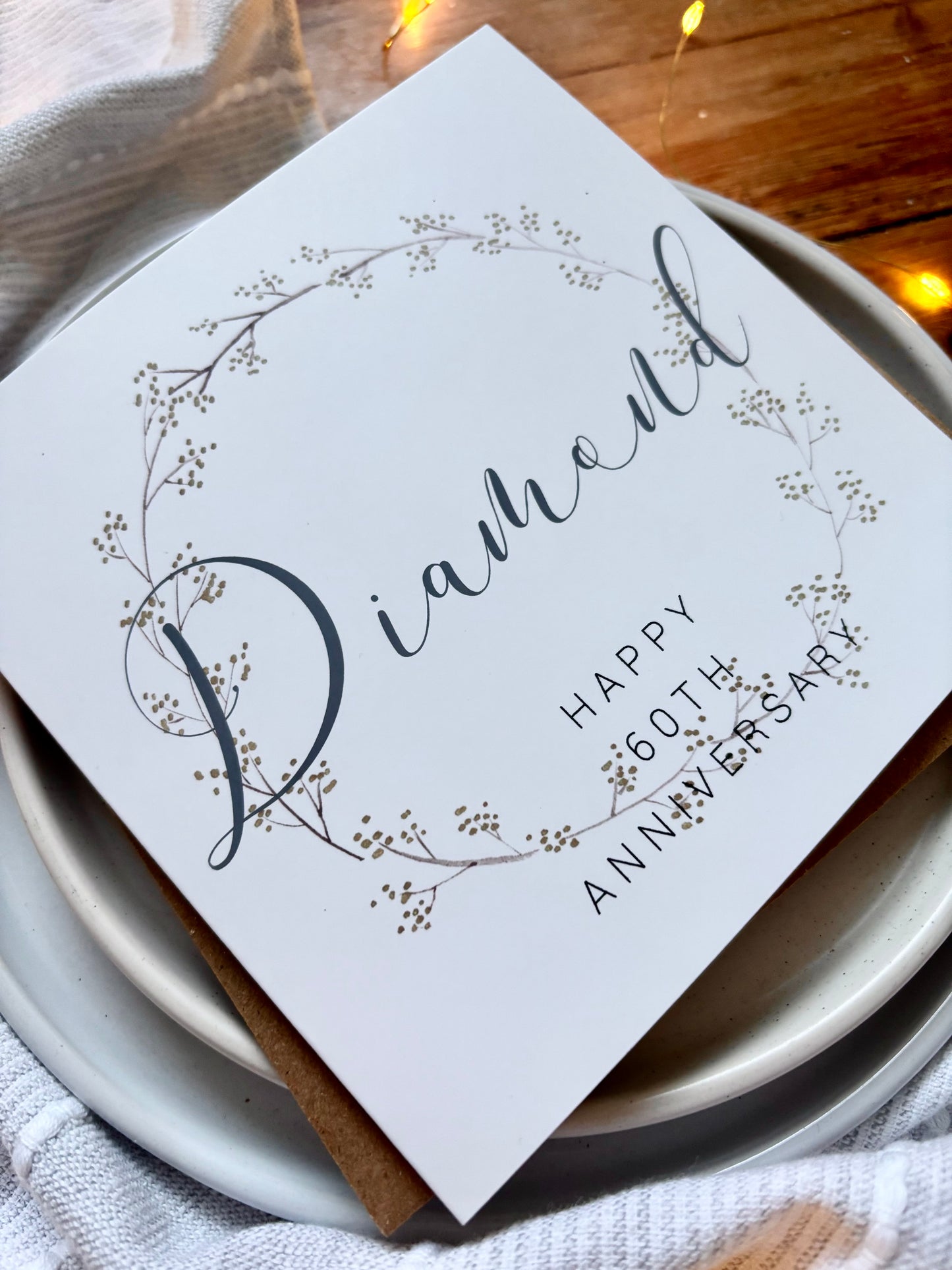 Wreath 60th 'Diamond' Anniversary Card