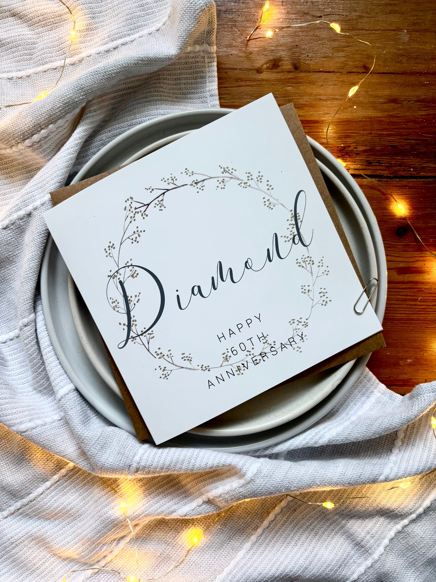 Wreath 60th 'Diamond' Anniversary Card