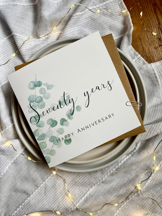 Eucalyptus 70th Anniversary Card