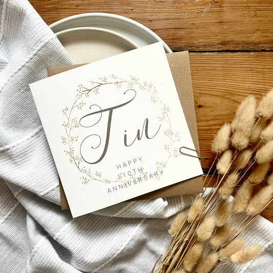 Wreath 10th 'Tin' Anniversary Card