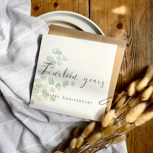 Eucalyptus 14th Anniversary Card