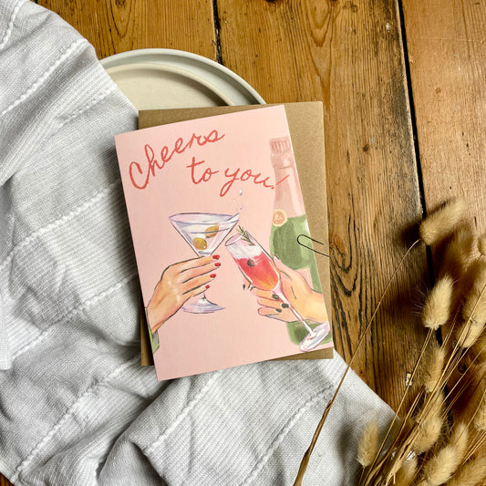 Cheers to You Birthday Card – Fun Celebration Design with Clinking Glasses