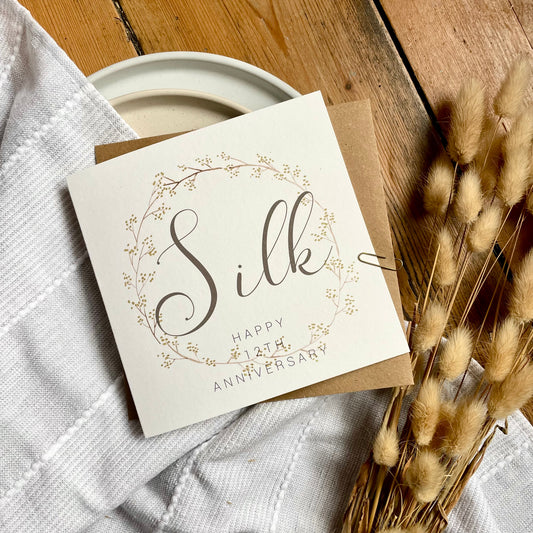 Wreath 12th 'Silk' Anniversary Card