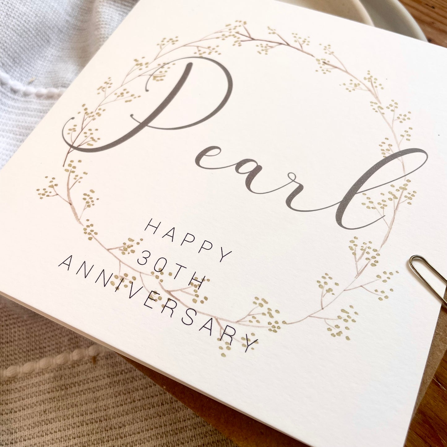 Wreath 30th 'Pearl' Anniversary Card