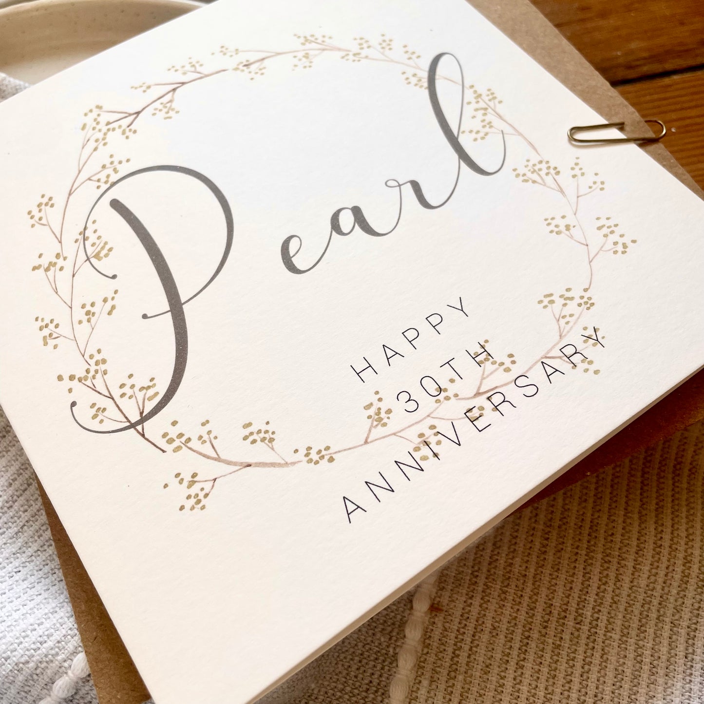Wreath 30th 'Pearl' Anniversary Card