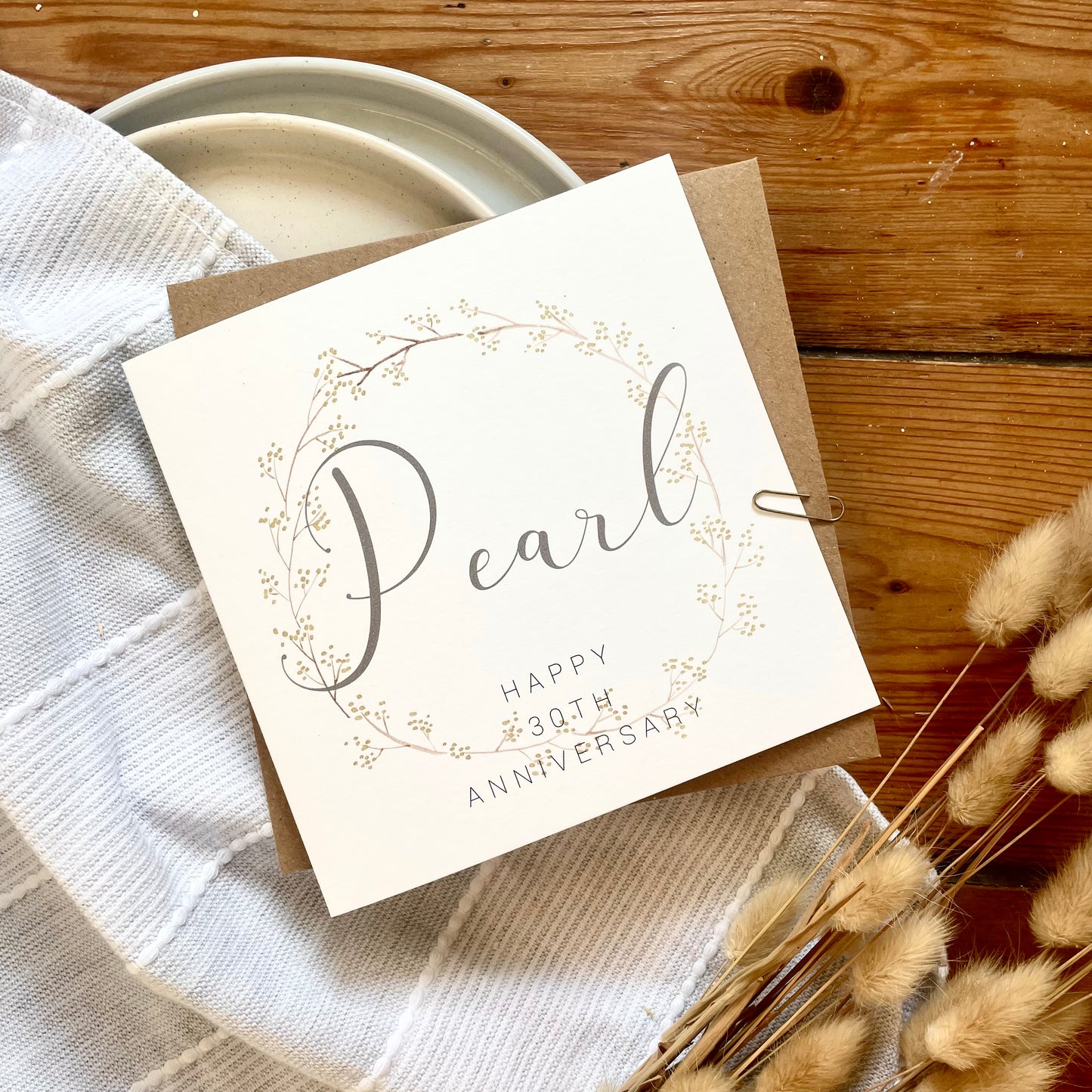 Wreath 30th 'Pearl' Anniversary Card