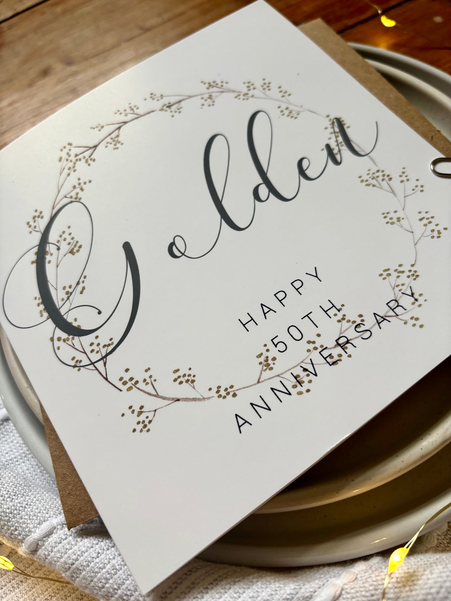 Wreath 50th 'Golden' Anniversary Card