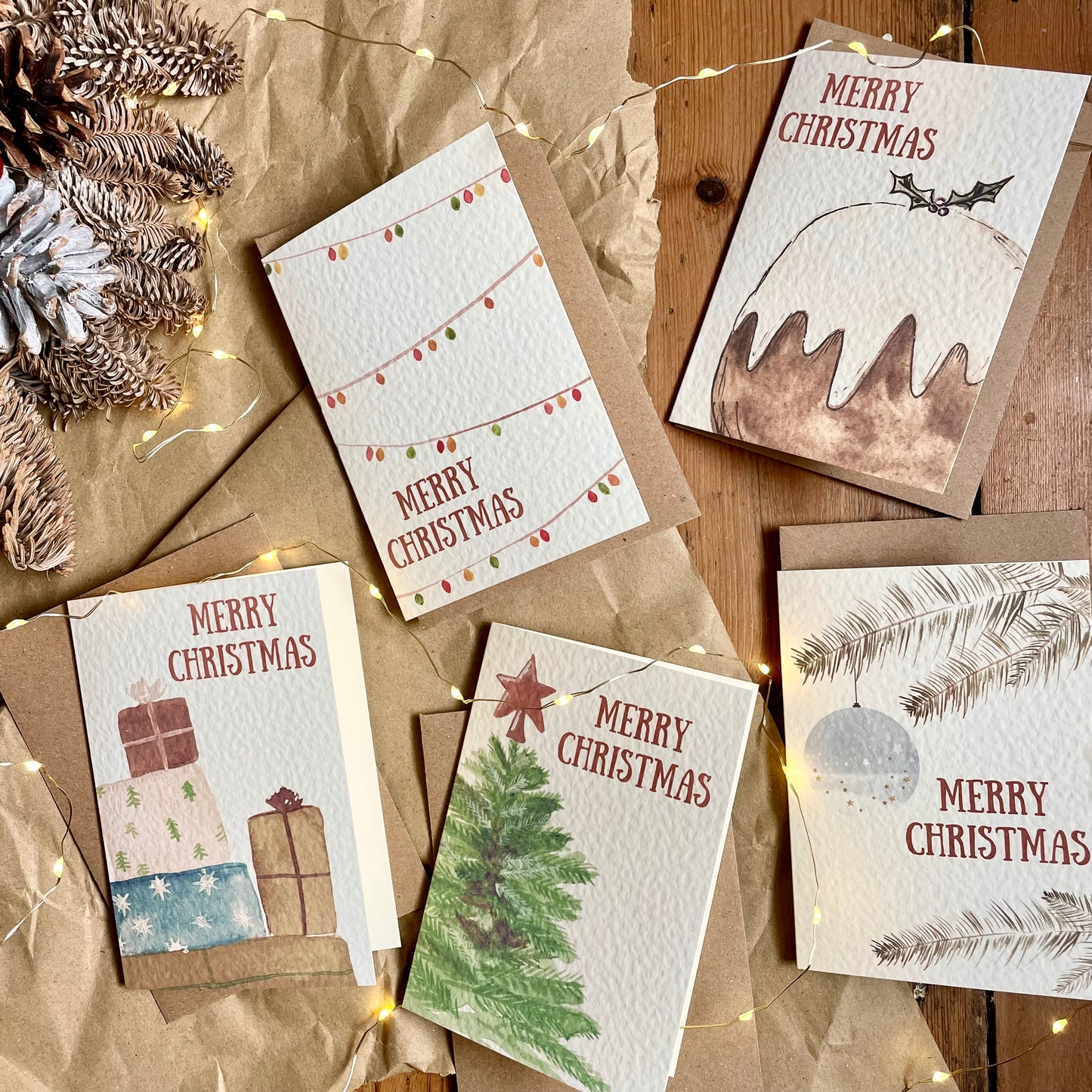 Luxury Christmas Card Pack, Individual Traditional Designs (x5)