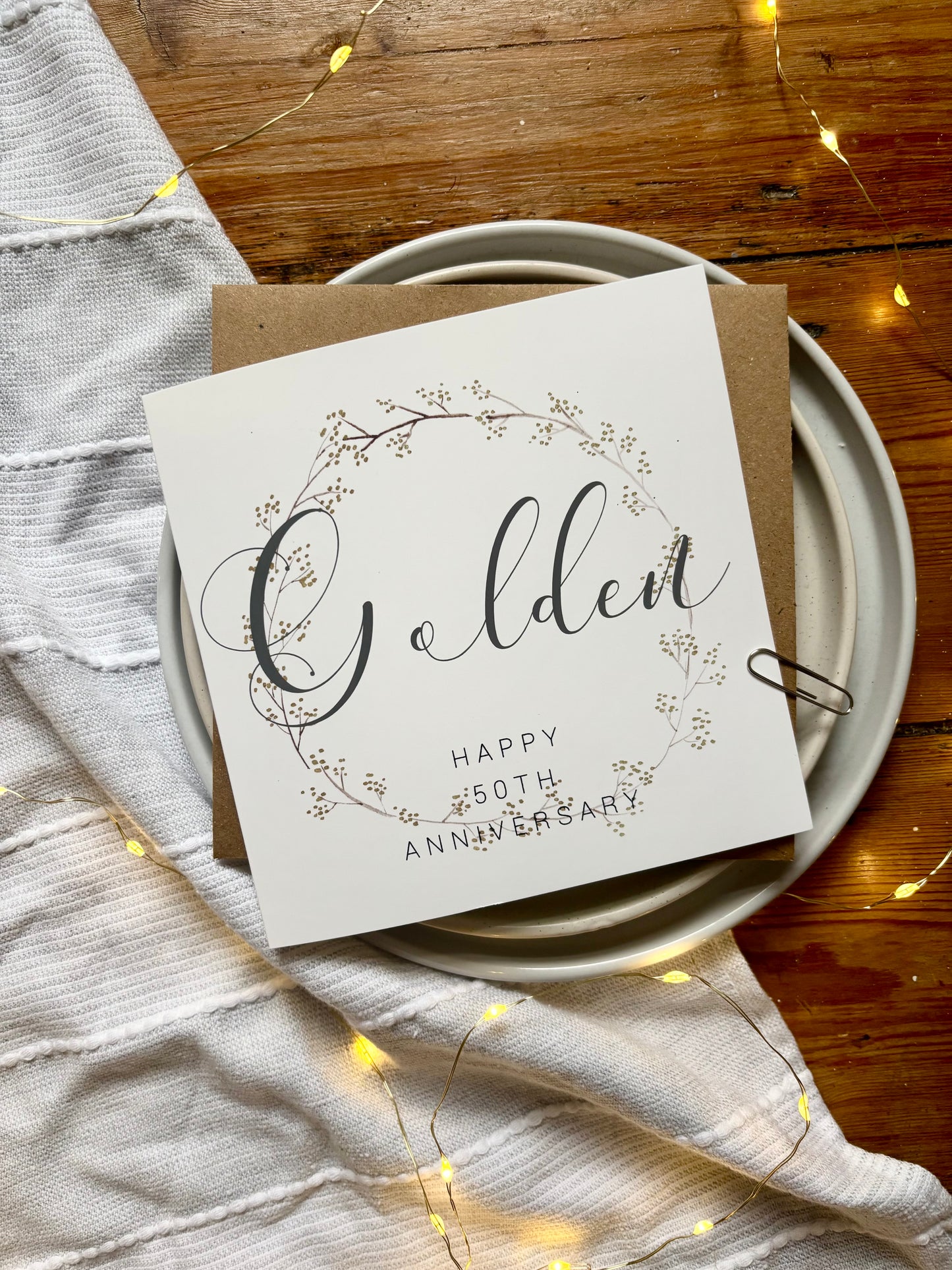 Wreath 50th 'Golden' Anniversary Card