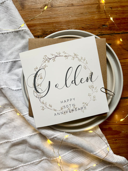 Wreath 50th 'Golden' Anniversary Card