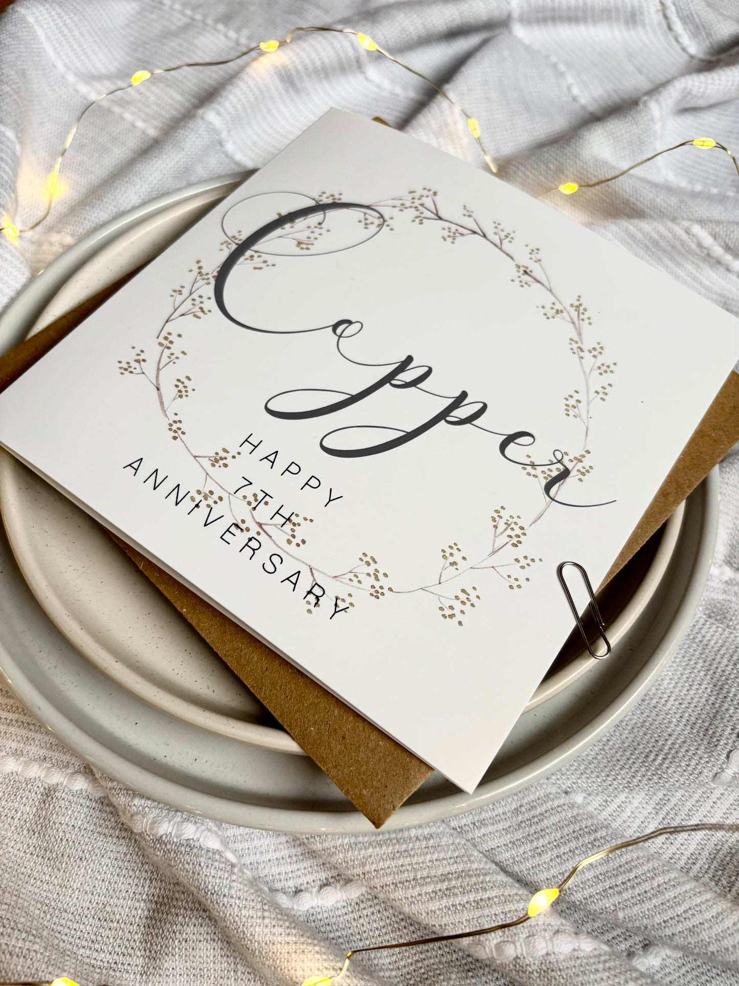 Wreath  7th 'Copper' Anniversary Card