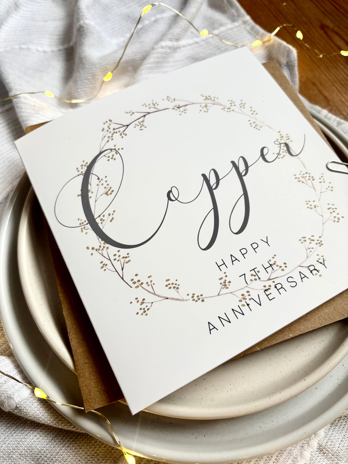 Wreath  7th 'Copper' Anniversary Card