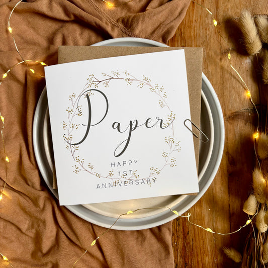 Wreath  1st 'Paper' Anniversary Card