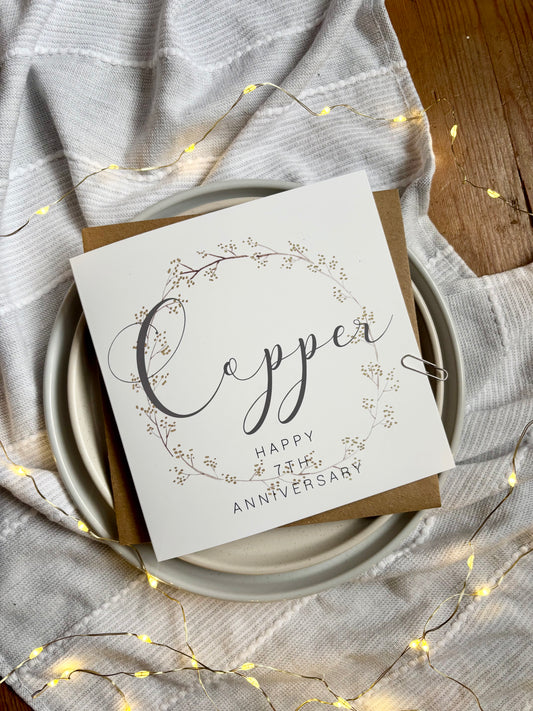Wreath  7th 'Copper' Anniversary Card
